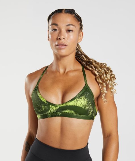 Women's Gymshark GS Power Minimal Sports Bra Olive | NZ 5ZDVMA